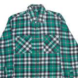 Mens Flannel Shirt Green Check Long Sleeve S