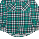 Mens Flannel Shirt Green Check Long Sleeve S