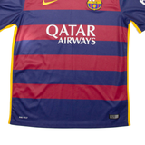 NIKE FC Barcelona Mens Football Shirt T-Shirt Blue V-Neck L