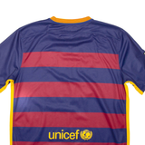 NIKE FC Barcelona Mens Football Shirt T-Shirt Blue V-Neck L