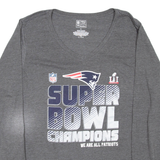 NFL Superbowl Champions Mens T-Shirt Grey Long Sleeve USA V-Neck XL