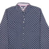 TOMMY HILFIGER Fitted Womens Shirt Blue Geometric Long Sleeve M