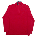 POLO RALPH LAUREN Mens Jumper Red 1/4 Zip Tight Knit S