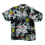 THUMBS UP Mens Hawaiian Shirt Black Floral L