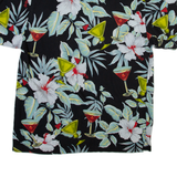 THUMBS UP Mens Hawaiian Shirt Black Floral L