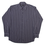 RENATO CAVALLI Mens Shirt Grey Striped Long Sleeve XL
