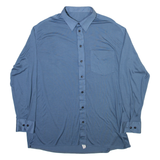 Mens Plain Shirt Blue Long Sleeve L