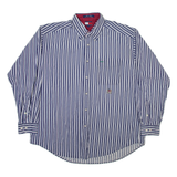 TOMMY HILFIGER Mens Shirt Blue Striped Long Sleeve L