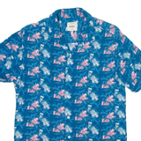 REBEL Mens Shirt Blue Crazy Pattern M
