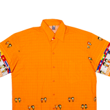 Mens Shirt Orange Crazy Pattern XL