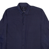 BOSS Mens Plain Shirt Blue Long Sleeve L