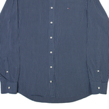TOMMY HILFIGER Slim Fit Mens Shirt Blue Striped Long Sleeve XL