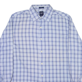 GAP Fitted Mens Shirt Blue Check Long Sleeve M