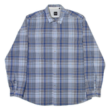 BOSS Mens Shirt Blue Check Long Sleeve XL