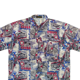 T.CORNER Mens Shirt Grey Silk Crazy Pattern L