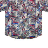 T.CORNER Mens Shirt Grey Silk Crazy Pattern L