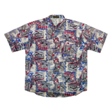 T.CORNER Mens Shirt Grey Silk Crazy Pattern L