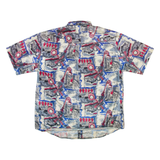 T.CORNER Mens Shirt Grey Silk Crazy Pattern L