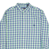 CHAPS Easy Care Mens Plain Shirt Blue Check Long Sleeve XL