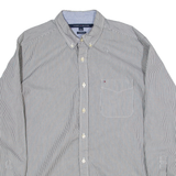 TOMMY HILFIGER Classic Fit Mens Shirt Black Striped Long Sleeve L