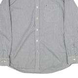 TOMMY HILFIGER Classic Fit Mens Shirt Black Striped Long Sleeve L
