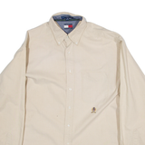 TOMMY HILFIGER Mens Plain Shirt Beige Long Sleeve XL