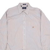 CHAPS Mens Shirt White Striped Long Sleeve XL