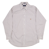 CHAPS Mens Shirt White Striped Long Sleeve XL