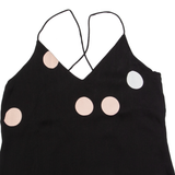 JIGSAW Womens Camisole Vest Black V-Neck Sleeveless Polka Dot UK 12