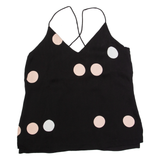 JIGSAW Womens Camisole Vest Black V-Neck Sleeveless Polka Dot UK 12