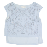 MONSOON Beaded Womens Top Blue Sleeveless UK 10