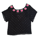 MONSOON Sheer Womens Blouse Black UK 12