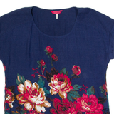 JOULES Womens Printed Top Blue Viscose Floral UK 6