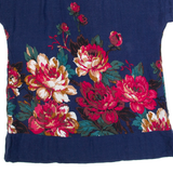 JOULES Womens Printed Top Blue Viscose Floral UK 6