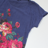 JOULES Womens Printed Top Blue Viscose Floral UK 6