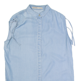 ALL SAINTS Womens Off Shoulder Vest Blue Collared Sleeveless UK 10