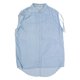 ALL SAINTS Womens Off Shoulder Vest Blue Collared Sleeveless UK 10