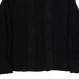 MONSOON Frill Womens Shirt Black High Neck Long Sleeve UK 10