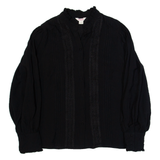 MONSOON Frill Womens Shirt Black High Neck Long Sleeve UK 10