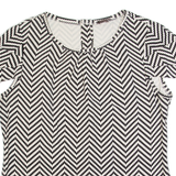 PHASE EIGHT Womens Printed Top White Off Shoulder Chevron UK 18