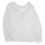 MONSOON Womens Top Grey Long Sleeve Linen UK 14