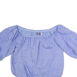 MINT VELVET Womens Off Shoulder Top Purple 3/4 Sleeve Striped S