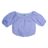 MINT VELVET Womens Off Shoulder Top Purple 3/4 Sleeve Striped S