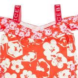 ICEBERG Womens Printed Top Red V-Neck Sleeveless Floral M