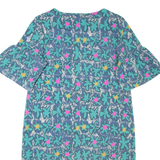 WHITE STUFF Womens Day Dress Blue Floral Short Sleeve Knee Length UK 12
