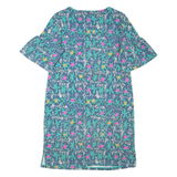 WHITE STUFF Womens Day Dress Blue Floral Short Sleeve Knee Length UK 12