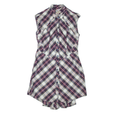 TED BAKER Womens Shirt Dress Purple Check Sleeveless Knee Length S