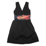 TED BAKER Womens Mini Dress Black Viscose Floral Sleeveless Short S