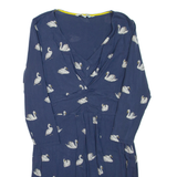 BODEN Swan Womens Day Dress Blue Viscose Long Sleeve Short UK 12