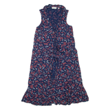 FAT FACE Womens Day Dress Blue Viscose Floral Sleeveless Knee Length S